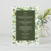 Klassiek Elegante Rustieke Bloemen Border Wedding Menu (Staand voorkant)