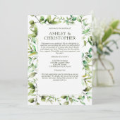 Klassiek Elegante Rustieke Bloemen Border Wedding Programmakaart (Staand voorkant)