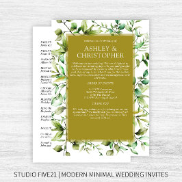 Klassiek Elegante Rustieke Bloemen Border Wedding Programmakaart