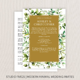 Klassiek Elegante Rustieke Bloemen Border Wedding Programmakaart