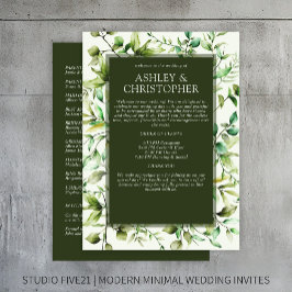 Klassiek Elegante Rustieke Bloemen Border Wedding Programmakaart