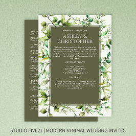Klassiek Elegante Rustieke Bloemen Border Wedding Programmakaart