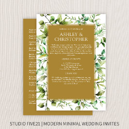 Klassiek Elegante Rustieke Bloemen Border Wedding Programmakaart