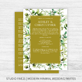 Klassiek Elegante Rustieke Bloemen Border Wedding Programmakaart
