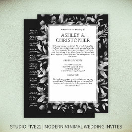 Klassiek Elegante Rustieke Bloemen Border Wedding Programmakaart