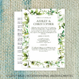 Klassiek Elegante Rustieke Bloemen Border Wedding Programmakaart