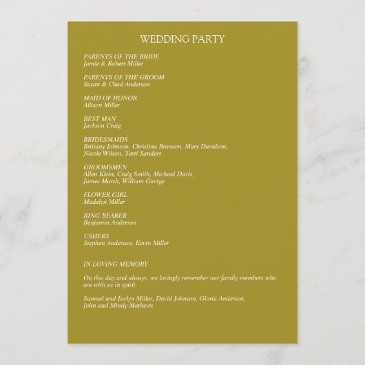 Klassiek Elegante Rustieke Bloemen Border Wedding Programmakaart (Achterkant)