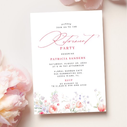 Klassiek elegante script bloemrijke pensioenfeest kaart