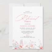 Klassiek elegante script bloemrijke pensioenfeest kaart (Voorkant)