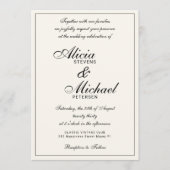 Klassiek elegante script zwart en ivoor bruiloft kaart (Voorkant)