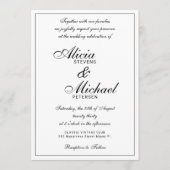 Klassiek elegante script zwart-wit bruiloft kaart (Voorkant)