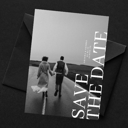 Klassiek elegante twee foto bruiloft save the date