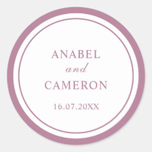Klassiek Elege Mauve Lijst Huwelijk Rond Ronde Sticker