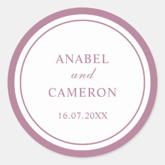 Klassiek Elege Mauve Lijst Huwelijk Rond Ronde Sticker
