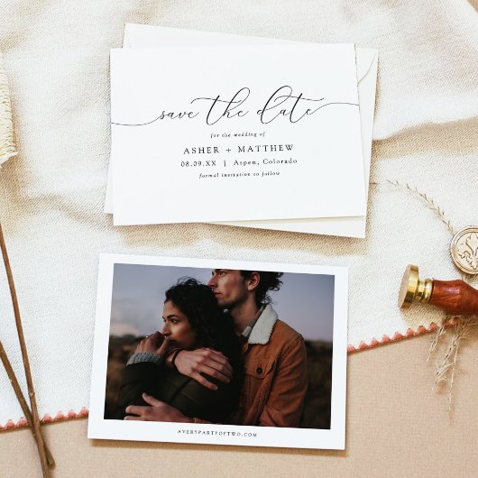 Klassiek Elege Schrift Save the Date Kaart