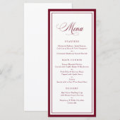 Klassiek Elegeant Burgundy Frame Huwelijksmenu Menu (Voorkant / Achterkant)