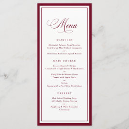 Klassiek Elegeant Burgundy Frame Huwelijksmenu Menu