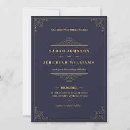 Klassiek Elegeant Formeel navy-blauw en Goud vinta Kaart