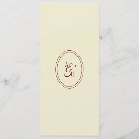 Klassiek Elegeant Ivoor Schrift Monogram Huwelijk Menu (Achterkant)