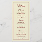 Klassiek Elegeant Ivoor Schrift Monogram Huwelijk Menu (Voorkant)