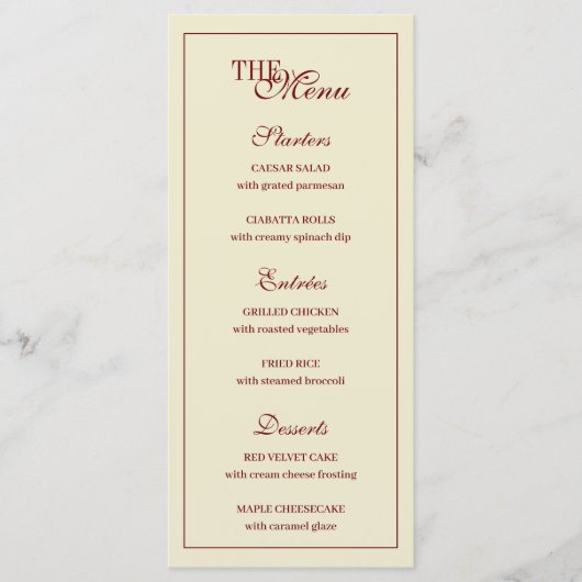 Klassiek Elegeant Ivoor Schrift Monogram Huwelijk Menu (Voorkant)