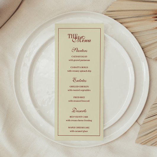 Klassiek Elegeant Ivoor Schrift Monogram Huwelijk Menu