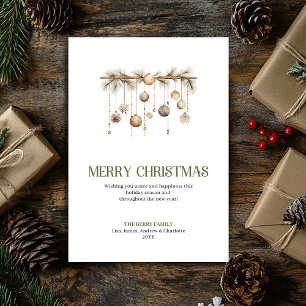 Klassiek Elegeant Kerst Ornament Neutraal Goud Feestdagenkaart