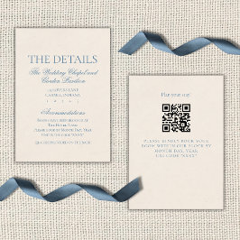 Klassiek Elegeant Schrift Stofblauw Informatiekaartje