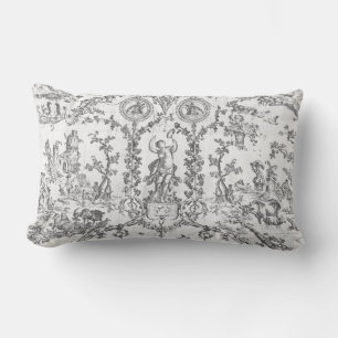 Klassiek Elegeant Vintage Zwart Wit Land Toile Kussen