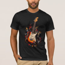 Klassiek elektrisch gitaar & vinylplaat T-shirt