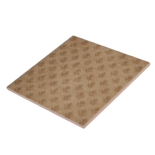 Klassiek  Emblem Brown Taupe Linen Tegeltje (Zijkant)