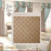 Klassiek  Emblem Brown Taupe Linen Tegeltje