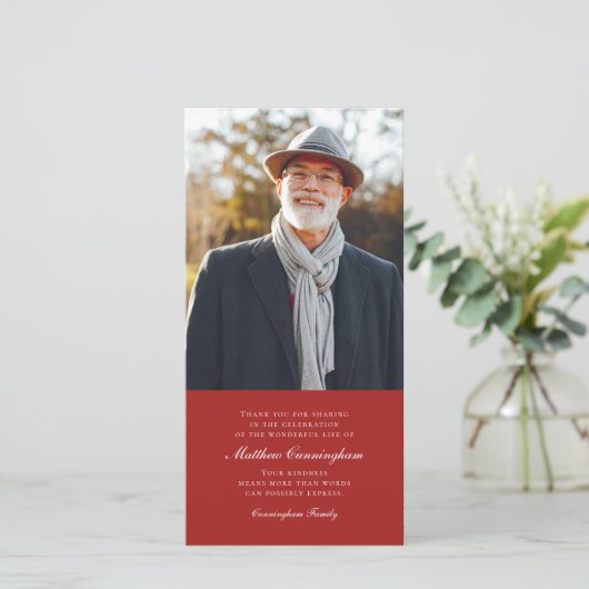 Klassiek en Eenvoudig Fotohuldebetoon Bedankkaart (Staand voorkant)