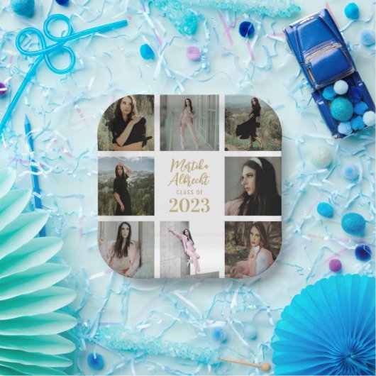 Klassiek en eenvoudig wit | Afstuderen fotorooster Papieren Bordje (Feest)