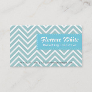 Klassiek en elegant, blauw en wit chevron patroon visitekaartje