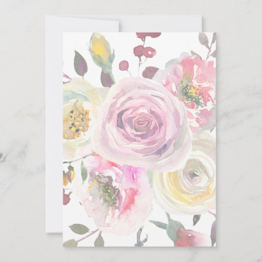 Klassiek en Elegant Script Muted Floral Wedding Kaart (Achterkant)