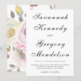 Klassiek en Elegant Script Muted Floral Wedding Kaart