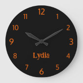 Klassiek en Elegant Zwart en Zonsondergang Oranje  Grote Klok (Voorkant)