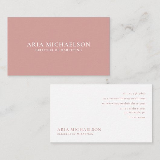 Klassiek en minimaal koraal en wit visitekaartje (Voorkant / Achterkant)