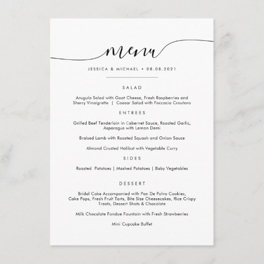 Klassiek en minimalistisch menu platte Kaart (Voorkant)