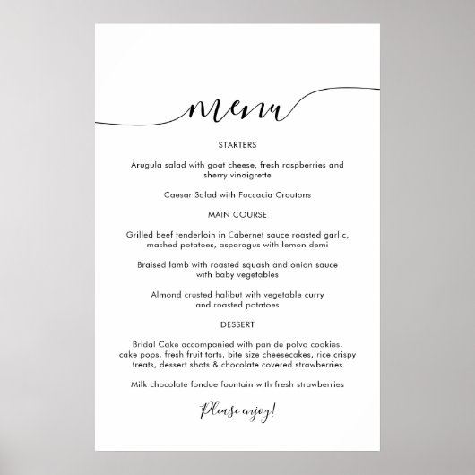 Klassiek en minimalistisch menubord poster (Voorkant)