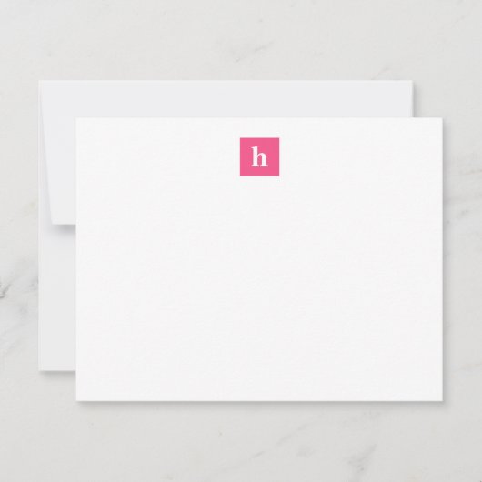 Klassiek en modern vierkant monogram in roze notitiekaartje (Voorkant)