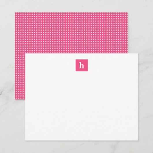 Klassiek en modern vierkant monogram in roze notitiekaartje (Voorkant / Achterkant)