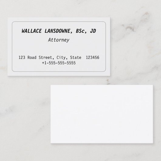 Klassiek,  en oud Fashioned Visitekaartje (Voorkant / Achterkant)