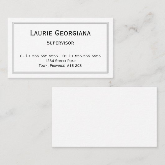 Klassiek en  professioneel Visitekaartje (Voorkant / Achterkant)