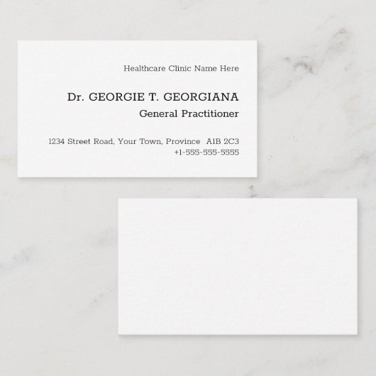 , Klassiek en Traditioneel Visitekaartje (Voorkant / Achterkant)