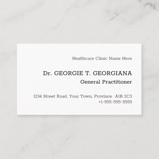 , Klassiek en Traditioneel Visitekaartje (Voorkant)