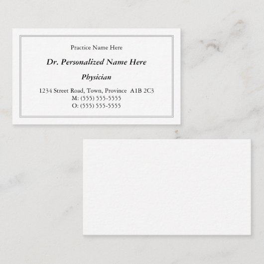 Klassiek, , en Traditioneel Visitekaartje (Voorkant / Achterkant)