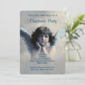 Klassiek engel retro kerstfeest kaart (Staand voorkant)