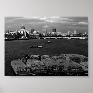 Klassiek Engeland Londen Theems rivier skyline sta Poster
